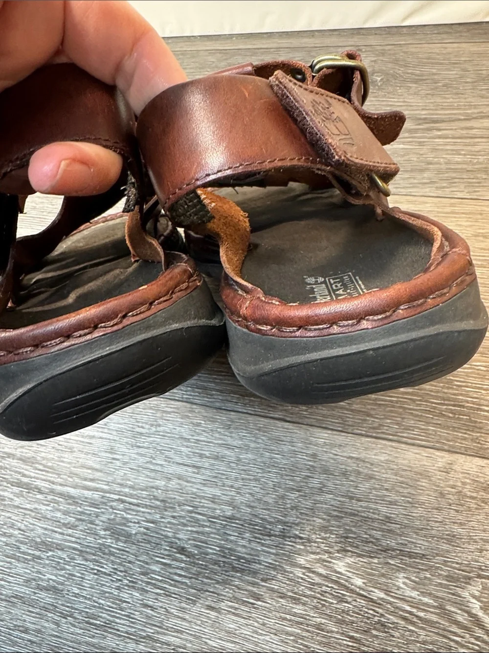Timberland Men's Brown Leather Woven Fisherman Sandals Sz 11.5 (j296)